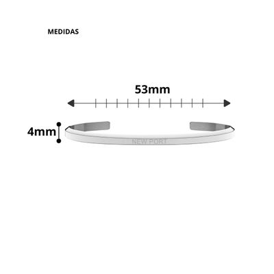 Bracelete Feminino Pulseira Aço Prateado Minimalista New Port