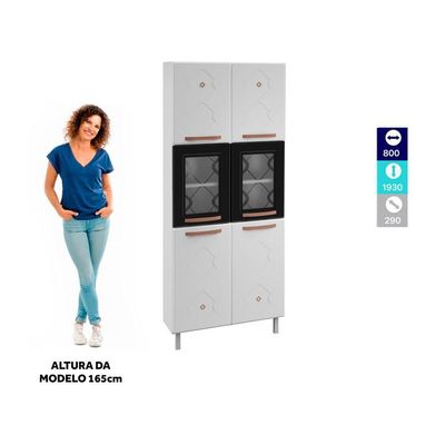 Armário Paneleiro Aço Telasul Mirage New Com Vidro Bco/pto