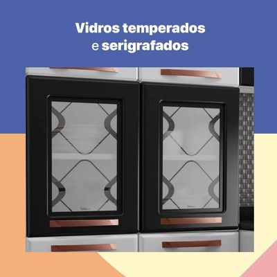 Armário Paneleiro Aço Telasul Mirage New Com Vidro Bco/pto