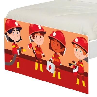 Cama Solteiro Com Cabeceira Adesivada Tropa De Bombeiros