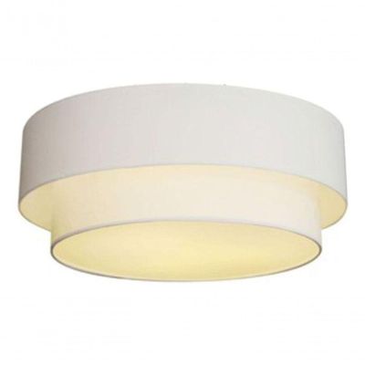 Plafon Duplo Cilíndrico Vivare Md-3065 Cúpula Em Tecido 80x70cm - Bivolt Branco 127/220v