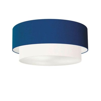 Plafon Duplo Cilíndrico Vivare Md-3021 Cúpula Tecido 80x60cm - Bivolt Azul-marinho-branco 127/220v