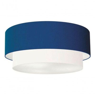 Plafon Duplo Cilíndrico Vivare Md-3021 Cúpula Tecido 80x60cm - Bivolt Azul-marinho-branco 127/220v