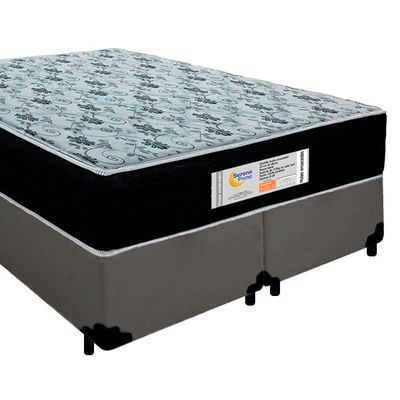 Cama Box Queen Bipartido Sintético + Colchão Molas Ensacadas Sereneprime Sonnolux 158x198x65 Cinza