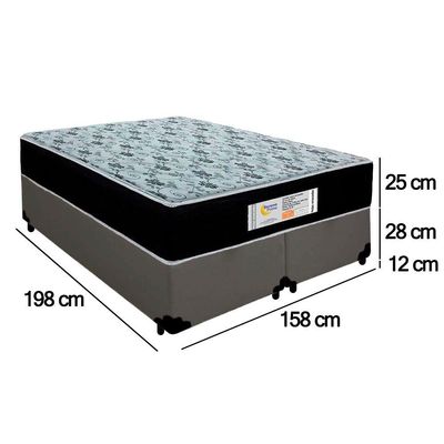 Cama Box Queen Bipartido Sintético + Colchão Molas Ensacadas Sereneprime Sonnolux 158x198x65 Cinza