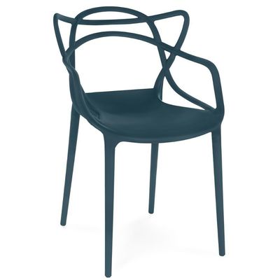 Kit 8 Cadeiras De Jantar Allegra Design Empilhável - Azul Marinho