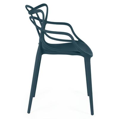 Kit 8 Cadeiras De Jantar Allegra Design Empilhável - Azul Marinho