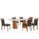Mesa Noronha 180cm Tampo Com Vidro Laqueado Com 6 Cadeiras Jade Off White Imbuia Natural