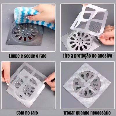 Kit Com 6 Filtros Adesivos Descartável Para Ralo Banheiro