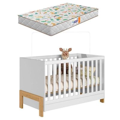 Berço Americano Mini Cama Fantasia 4300 Branco Acetinado Com Colchão Gazin – Qmovi