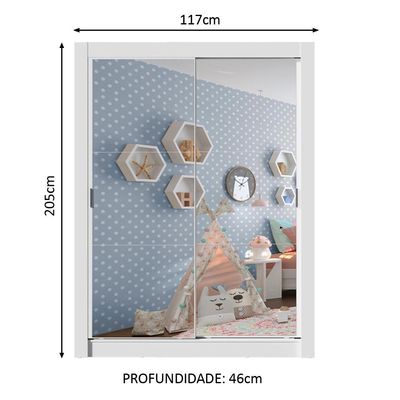 Guarda-roupa Infantil Madesa Enzo 2 Portas De Espelho