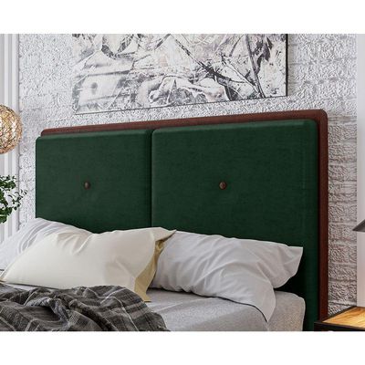 Cabeceira Estofada Casal 140 Cm Coral Veludo Verde