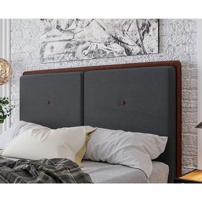 Cabeceira Estofada Casal 140 Cm Coral Corino Preto