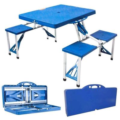 Mesa Camping Praia Com 4 Cadeiras Dobravel Vira Maleta Portatil Mesinha Picnic Pesca Estudo Crianças Com Banquinhos