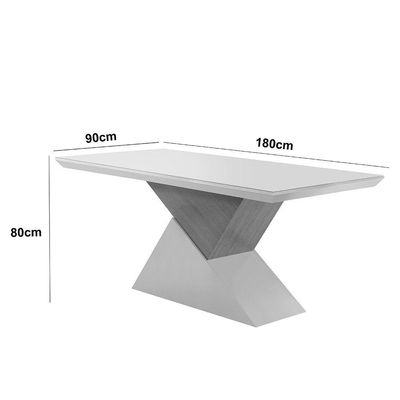 Mesa Aster 180Cm Tampo Em Mdf E Vidro Com Canto Reto Grafite