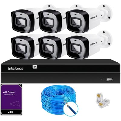 Kit 6 câmeras IP Vipc 1230B Intelbras NVD 1408P HD 2TB Purple