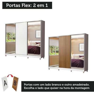 Guarda Roupa Infantil Madesa Logan 3 Portas Espelhos Branco
