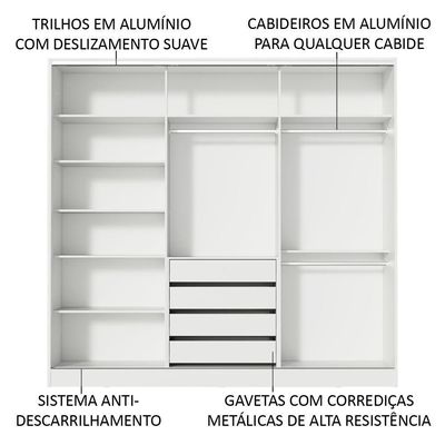 Guarda-Roupa Infantil Logan com Espelhos Madesa