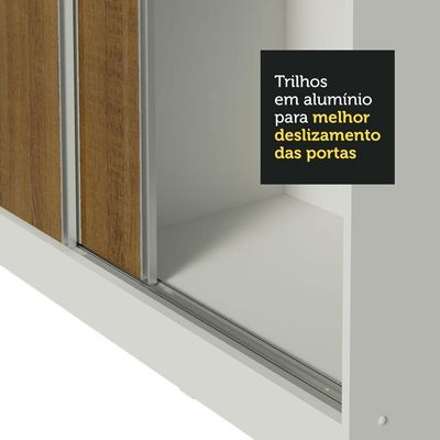 Guarda Roupa Infantil 3Pts De Correr Espelhos Branco/rustic