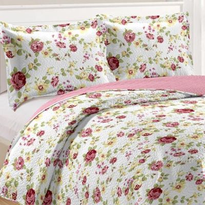 Kit Cobre Leito Colcha Casa Scarpa Mix Queen Estampado Dupla Face Floral 3 Peças - Laís