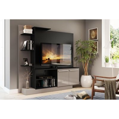 Estante Com Suporte Para Tv Até 55´´Fg3069 Preta/lacca Fumê