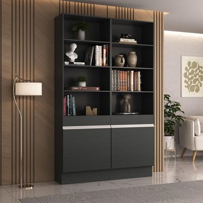 Armário/estante Escritório 2 Portas Multimóveis Mp7000 Preto/branco Preto/branco