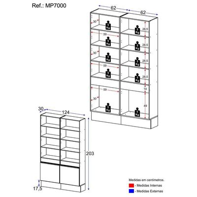 Armário/estante Escritório 2 Portas Multimóveis Mp7000 Preto/branco Preto/branco