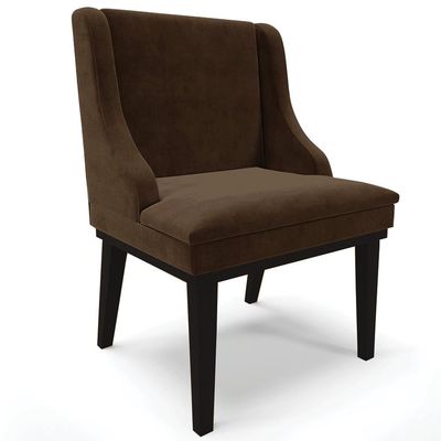 Cadeira Decorativa Sala de Jantar Base Fixa de Madeira Firenze Suede Marrom/Preto G19 - Gran Belo