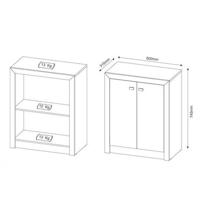 Balcão Escritório Com 2 Portas Multimóveis Vcr25013 Preto
