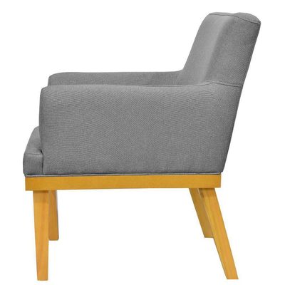 Kit 02 Poltronas Decorativas Para Sala de Estar Beatriz W01 Linho Cinza Escuro - Lyam Decor