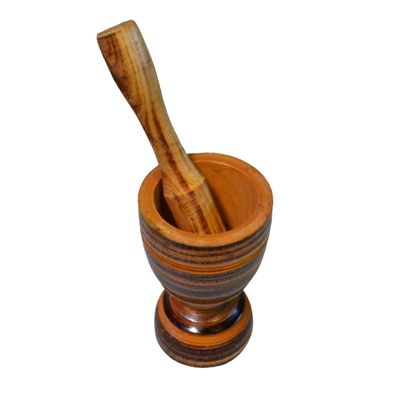 Pilão Socador em Madeira Culinária Alho Pasta Grão 16x9cm M