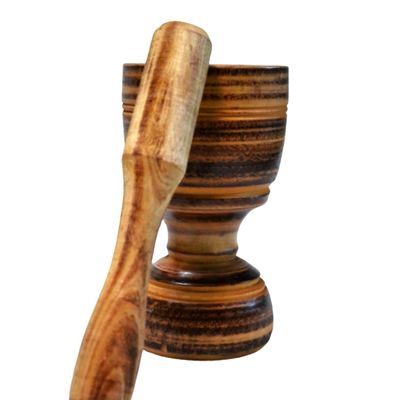 Pilão Socador em Madeira Culinária Alho Pasta Grão 16x9cm M