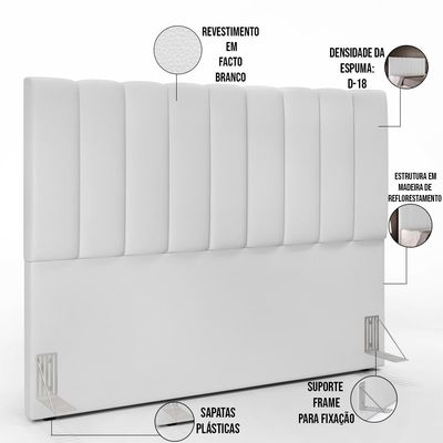 Cabeceira Cama Box Casal King 195 cm Dália W01 Facto Branco - Lyam Decor