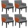 Kit 04 Poltronas Decorativa Base Tabaco Beatriz W01 Suede Pied Poule Couríssimo Camel - Lyam Decor