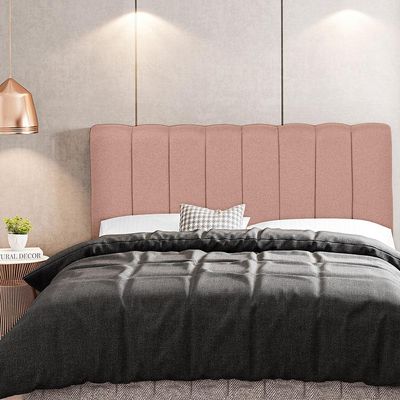 Cabeceira Cama Box Painel Casal 140 cm Dubai W01 Linho Rosê - Lyam Decor
