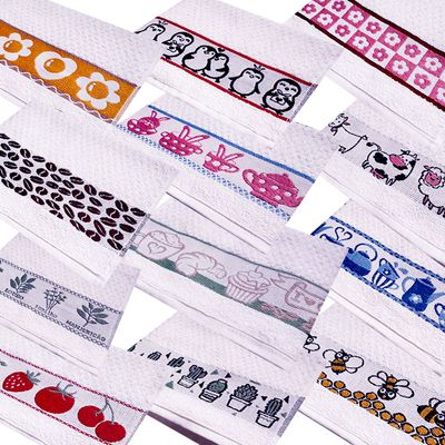 Pano de Copa LmPeter Jacquard 48cmx70cm com Barra Decorada(03 Unidade) Branco