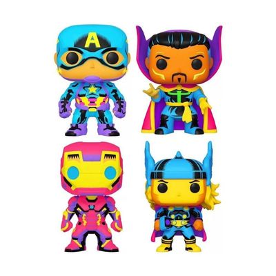 Funko Pop Marvel Avengers 4 Pack Black Light Special Edition