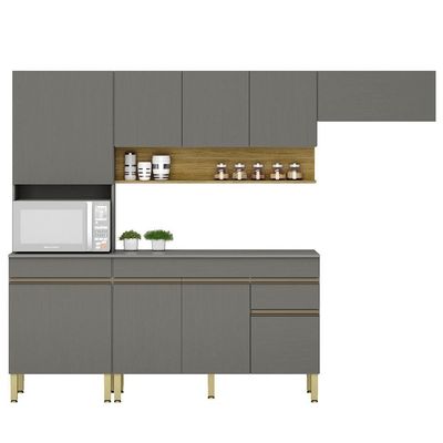 Cozinha Modulada 4 Pecas Balcao Com Tampo Line Ktp Gris Cp Freijo