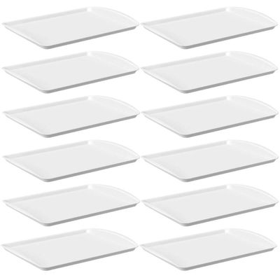 Conjunto 12 Bandejas Para Servir 34,5x23,5cm Plástico Branca Coza Uno Horeca