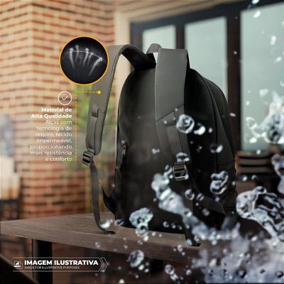 Mochila Casual para Notebook 15,6" Antifurto com Cadeado, Bolso Invisível, USB e P2, Expansível Impermeável 20L - Flex