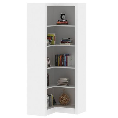 Estante de Canto Para Escritório E Home Office 4 Prateleiras Brandon 171x68 T01 Branco - Lyam Decor