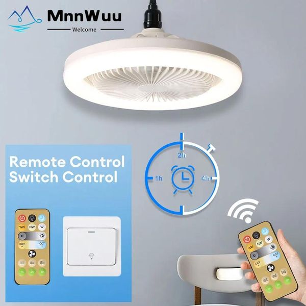 Ventilador de Teto com Luz E27 Controle Remoto Dimmable E14