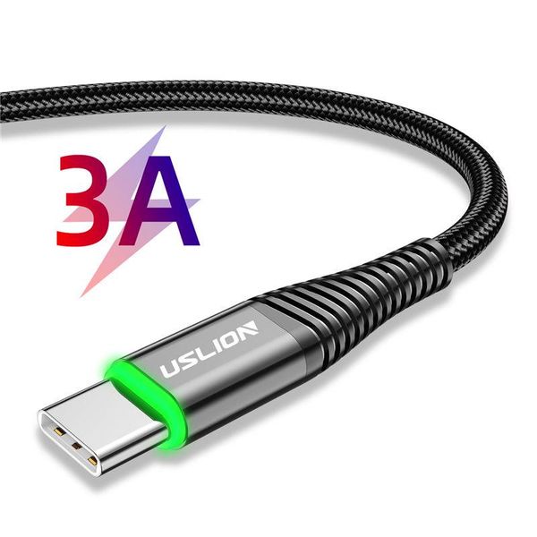 Cabo USB Tipo C USLION 3A com Carregamento Rápido para Celulares 0.5m / preto