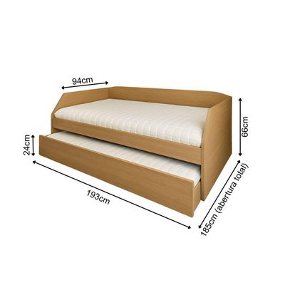 Sofá Cama Com Cama Auxiliar Americana Luxo Em Mdf Resistente Nobre Amendoa