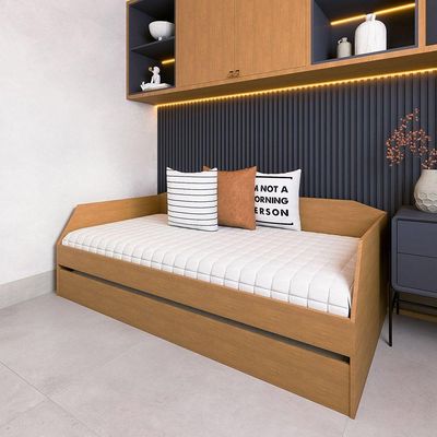 Sofá Cama Com Cama Auxiliar Americana Luxo Em Mdf Resistente Nobre Amendoa