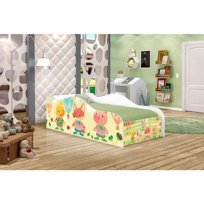 Cama Carro Fun Adesivada Fazendinha E Balões Solteiro