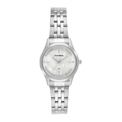 Relogio Mondaine Feminino Ref: 32965l0mkne2 Prateado + Semijoia