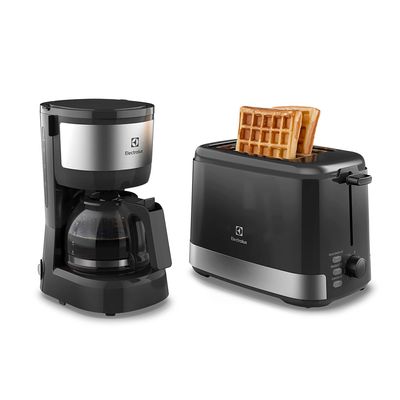 Kit Cafeteira 15 Xícaras e Torradeira Elétrica 8 Níveis Electrolux Efficient Inox (ECT10) 220V