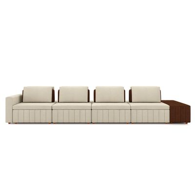 Sofá Ilha com Encosto e Almofadas Móveis Olimpo 505cm Modulado Linho/PU Bege/Marrom G45 - Gran Belo