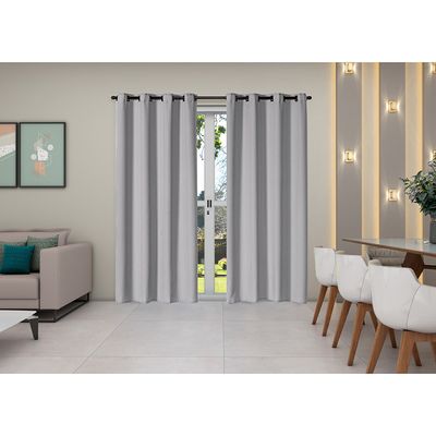 Cortina Isa Varão Tecido Oxford 4,00m x 2,50m p/ Janela Sala Quarto - Cinza